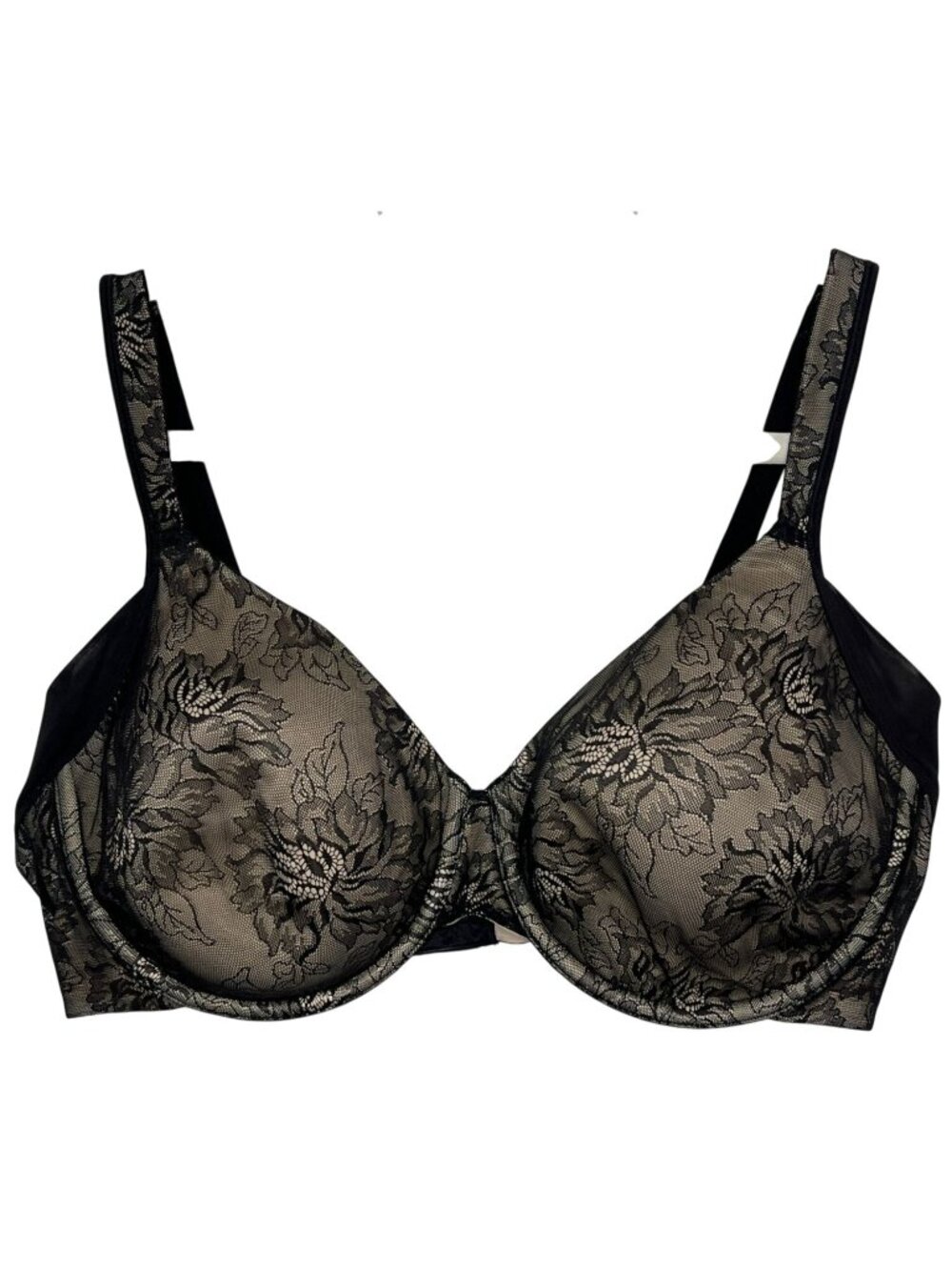 Bali 42D Black Beige Lace Underwire Full Coverage Bra